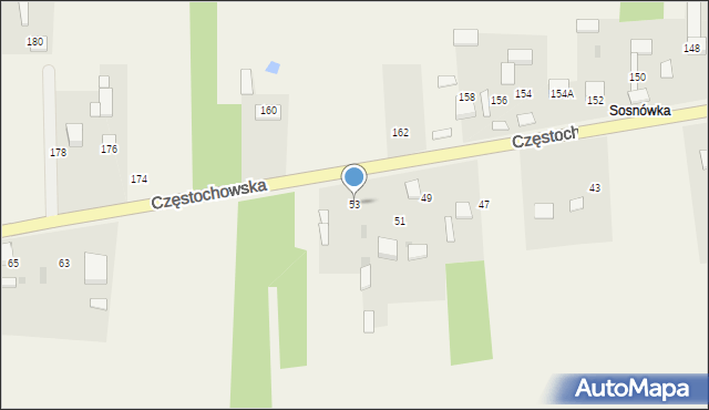 Mokrzesz, Częstochowska, 53, mapa Mokrzesz