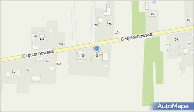 Mokrzesz, Częstochowska, 63, mapa Mokrzesz