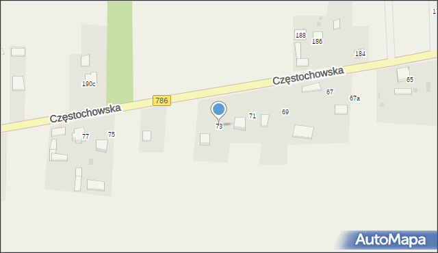 Mokrzesz, Częstochowska, 73, mapa Mokrzesz