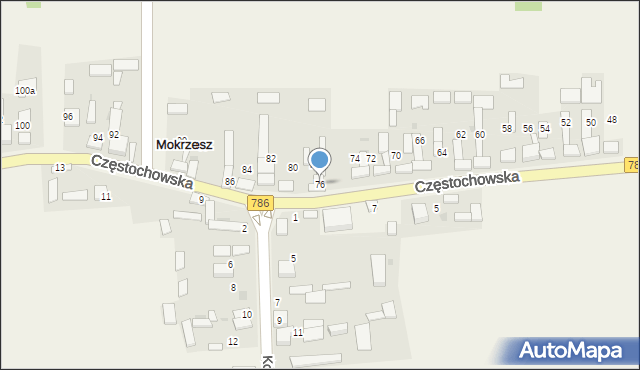 Mokrzesz, Częstochowska, 76, mapa Mokrzesz