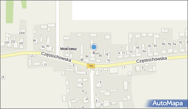 Mokrzesz, Częstochowska, 82a, mapa Mokrzesz