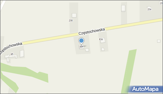 Mokrzesz, Częstochowska, 83f, mapa Mokrzesz