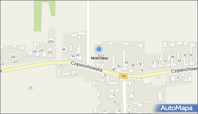 Mokrzesz, Częstochowska, 90, mapa Mokrzesz