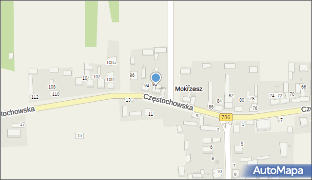 Mokrzesz, Częstochowska, 98, mapa Mokrzesz