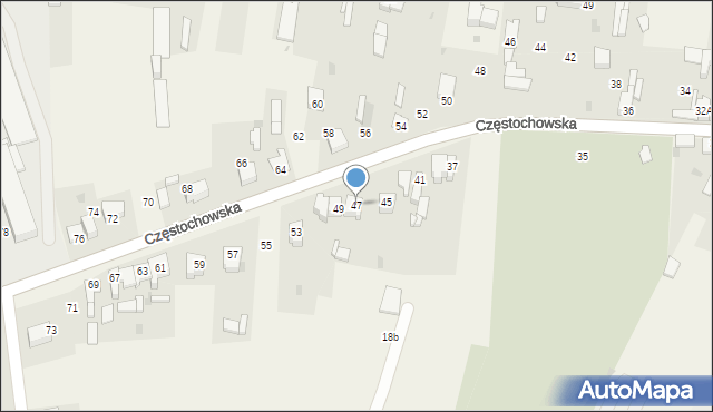 Mstów, Częstochowska, 47, mapa Mstów