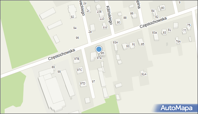 Mstów, Częstochowska, 97a, mapa Mstów