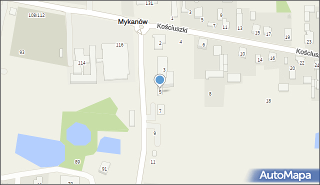 Mykanów, Częstochowska, 5, mapa Mykanów