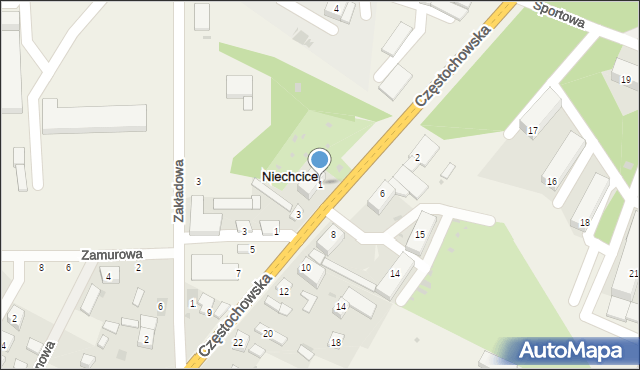 Niechcice, Częstochowska, 1, mapa Niechcice