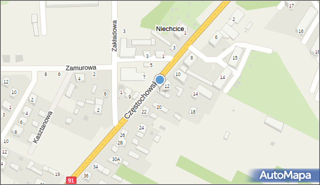 Niechcice, Częstochowska, 16, mapa Niechcice