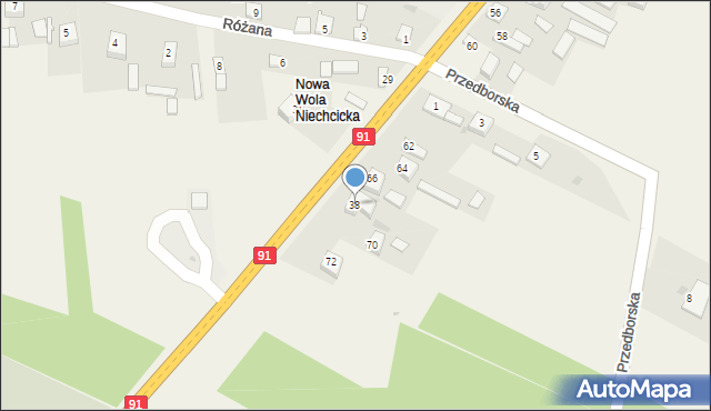 Niechcice, Częstochowska, 38, mapa Niechcice