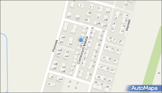 Nowa Wola, Czerwonych Maków, 15, mapa Nowa Wola