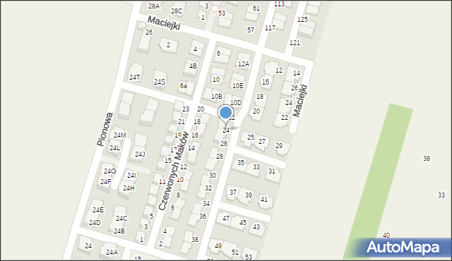 Nowa Wola, Czerwonych Maków, 24, mapa Nowa Wola