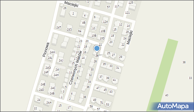 Nowa Wola, Czerwonych Maków, 26, mapa Nowa Wola