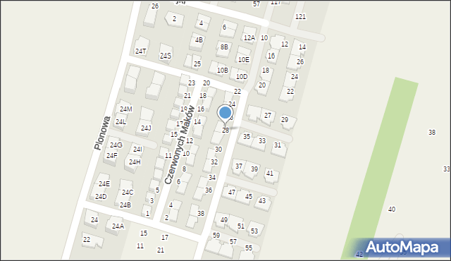 Nowa Wola, Czerwonych Maków, 28, mapa Nowa Wola