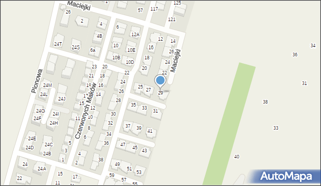 Nowa Wola, Czerwonych Maków, 29, mapa Nowa Wola