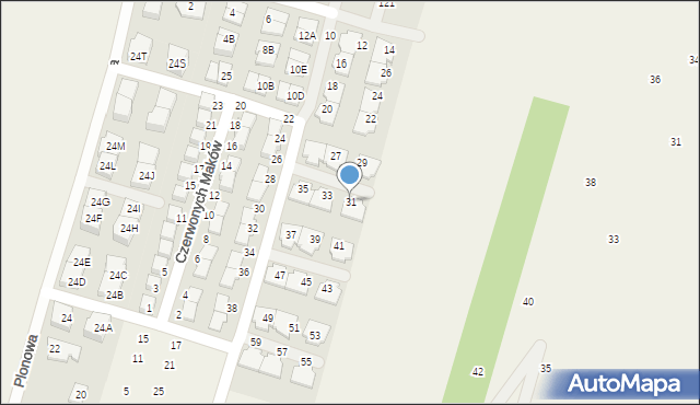 Nowa Wola, Czerwonych Maków, 31, mapa Nowa Wola