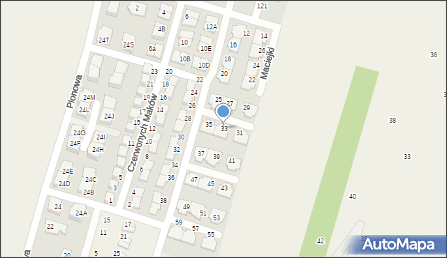 Nowa Wola, Czerwonych Maków, 33, mapa Nowa Wola