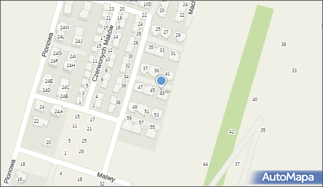 Nowa Wola, Czerwonych Maków, 43, mapa Nowa Wola