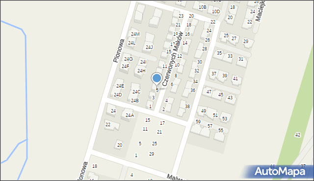 Nowa Wola, Czerwonych Maków, 5, mapa Nowa Wola