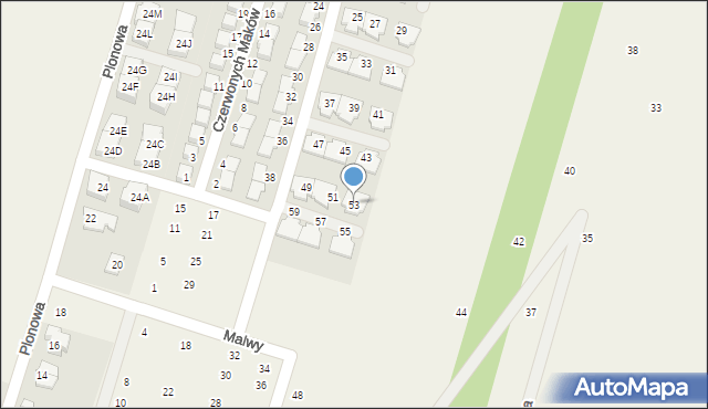 Nowa Wola, Czerwonych Maków, 53, mapa Nowa Wola