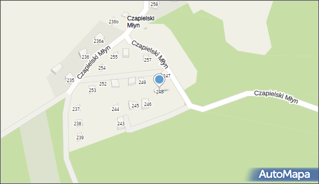 Nowe Czaple, Czapielski Młyn, 248, mapa Nowe Czaple