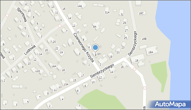 Olecko, Czerwonego Krzyża, 4, mapa Olecko