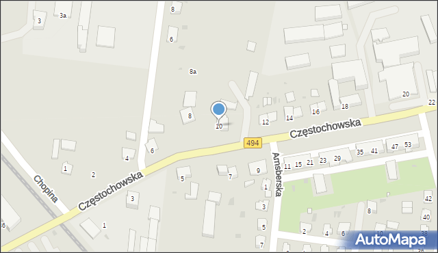 Olesno, Częstochowska, 10, mapa Olesno