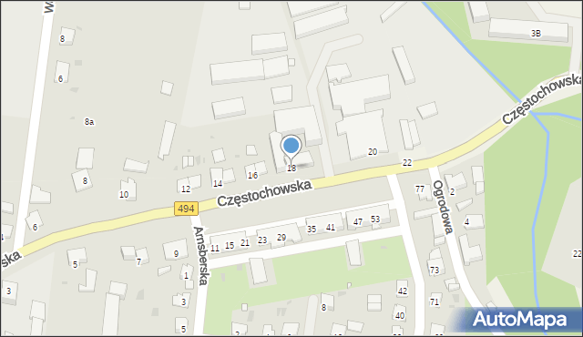 Olesno, Częstochowska, 18, mapa Olesno