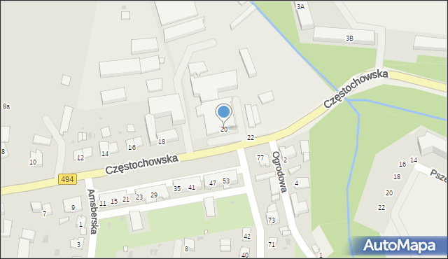 Olesno, Częstochowska, 20, mapa Olesno