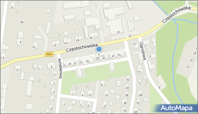 Olesno, Częstochowska, 37, mapa Olesno