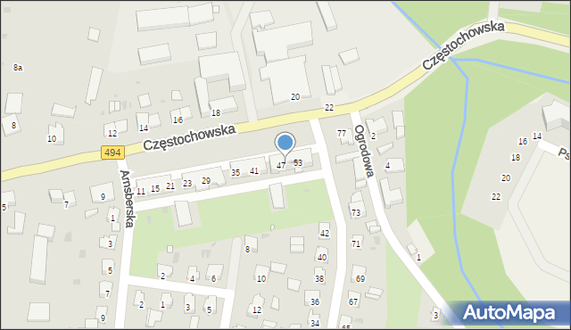 Olesno, Częstochowska, 49, mapa Olesno