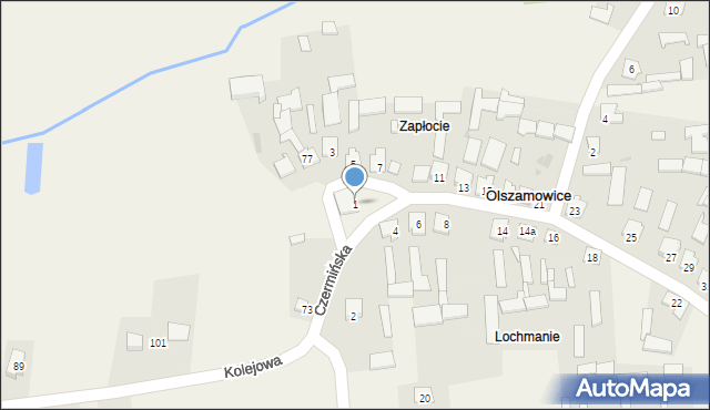 Olszamowice, Czermińska, 1, mapa Olszamowice