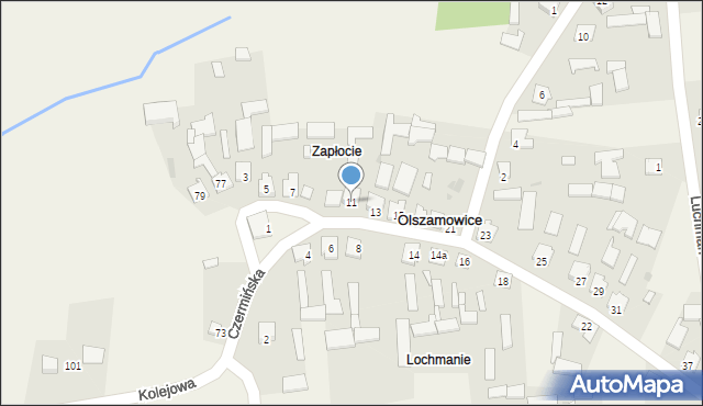 Olszamowice, Czermińska, 11, mapa Olszamowice