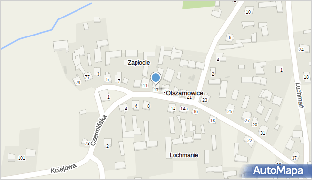 Olszamowice, Czermińska, 13, mapa Olszamowice