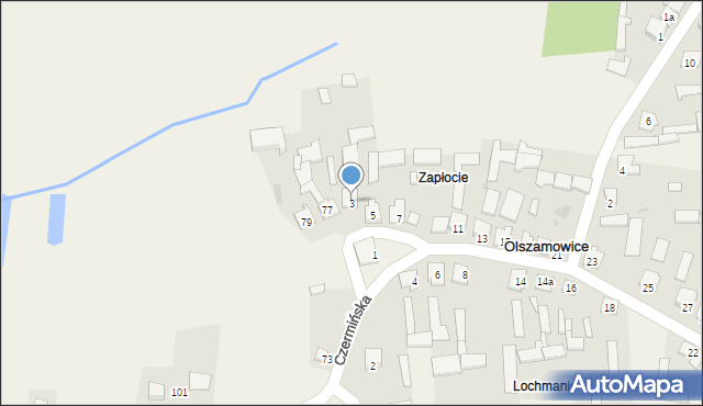 Olszamowice, Czermińska, 3, mapa Olszamowice