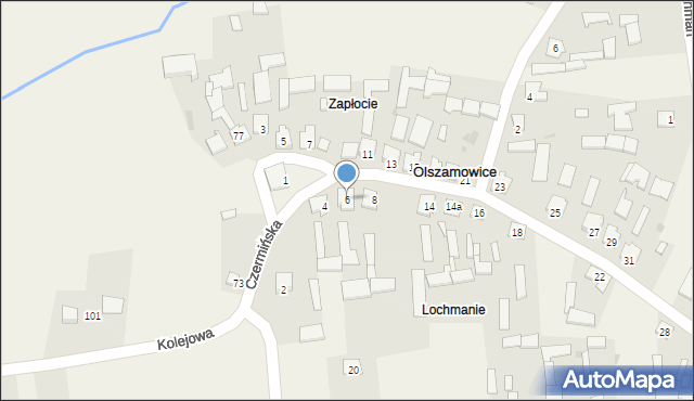 Olszamowice, Czermińska, 6, mapa Olszamowice