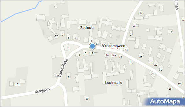 Olszamowice, Czermińska, 8, mapa Olszamowice