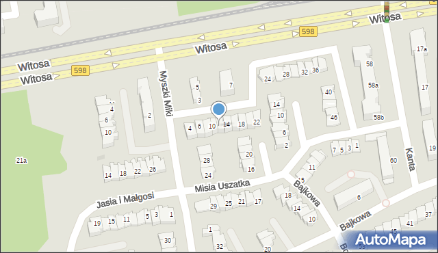 Olsztyn, Czerwonego Kapturka, 12, mapa Olsztyna