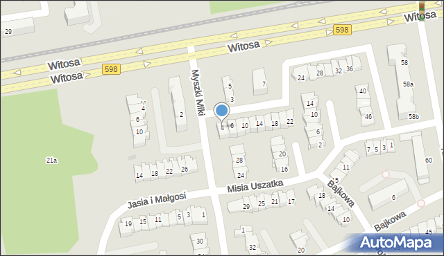 Olsztyn, Czerwonego Kapturka, 4, mapa Olsztyna