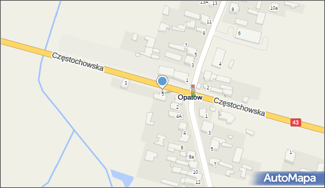 Opatów, Częstochowska, 5, mapa Opatów