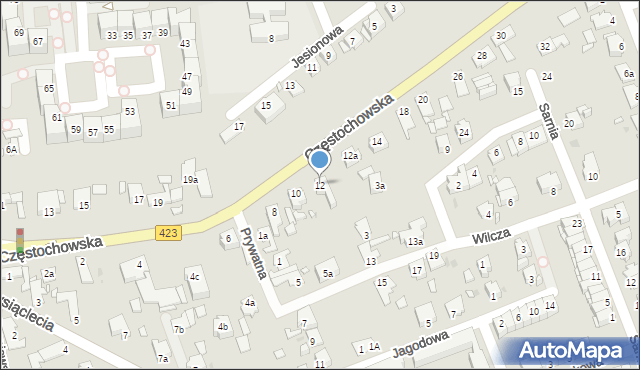 Opole, Częstochowska, 12, mapa Opola