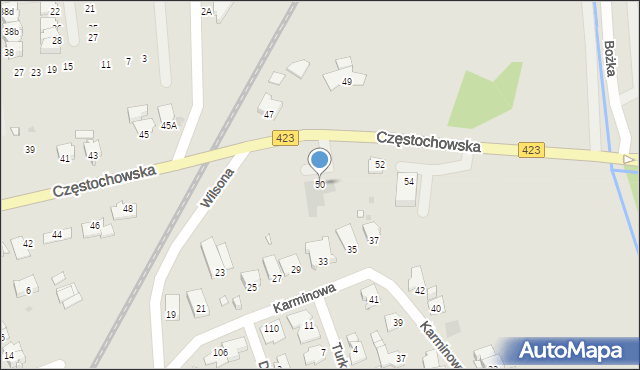 Opole, Częstochowska, 50, mapa Opola