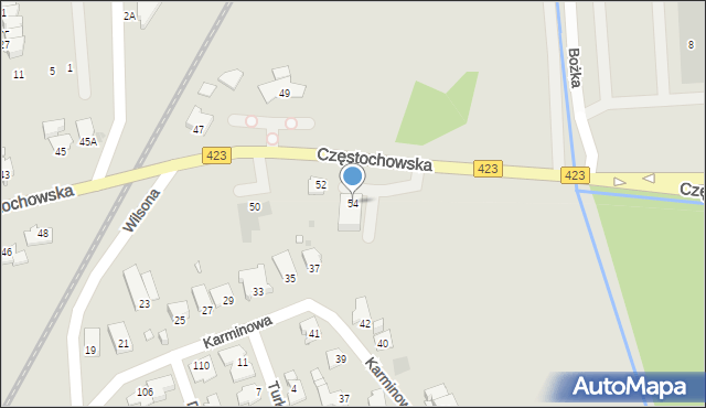 Opole, Częstochowska, 54, mapa Opola