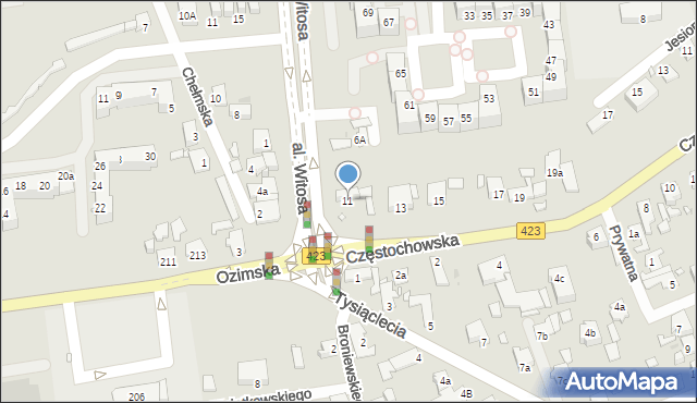 Opole, Częstochowska, 11, mapa Opola