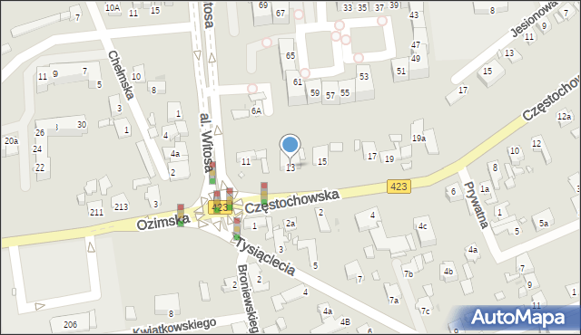 Opole, Częstochowska, 13, mapa Opola