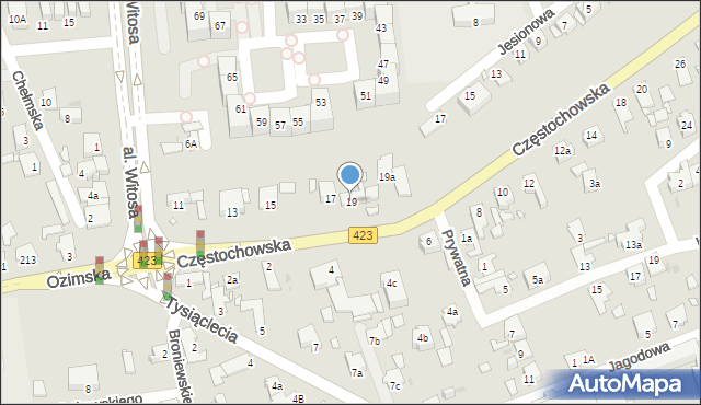 Opole, Częstochowska, 19, mapa Opola