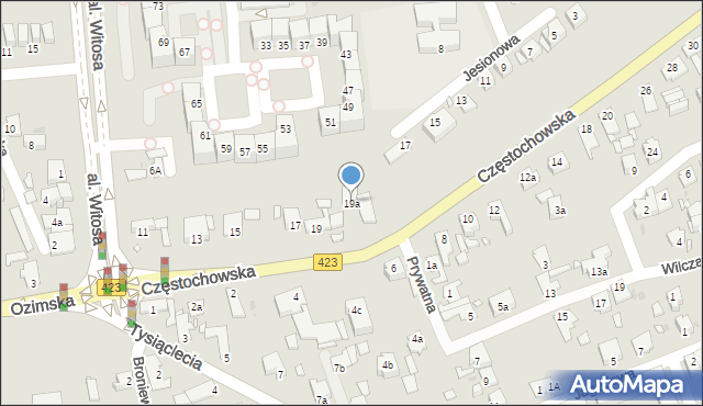 Opole, Częstochowska, 19a, mapa Opola