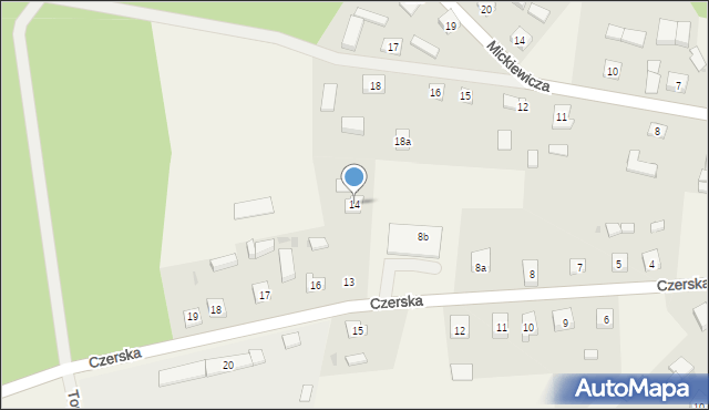 Osieczna, Czerska, 14, mapa Osieczna