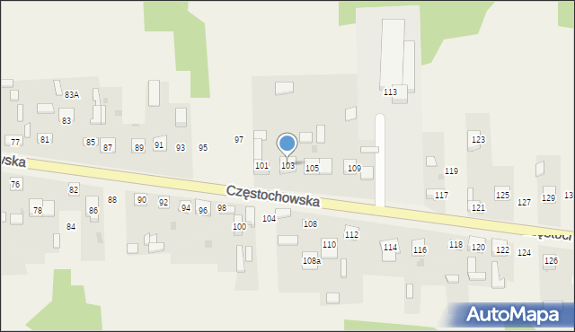 Osiny, Częstochowska, 103, mapa Osiny