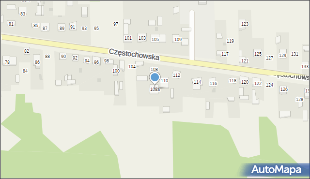 Osiny, Częstochowska, 108a, mapa Osiny